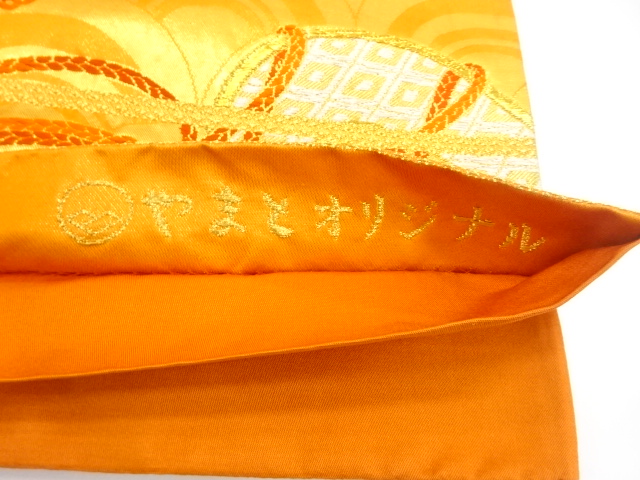  青海波に鼓模様織り出し　袋帯